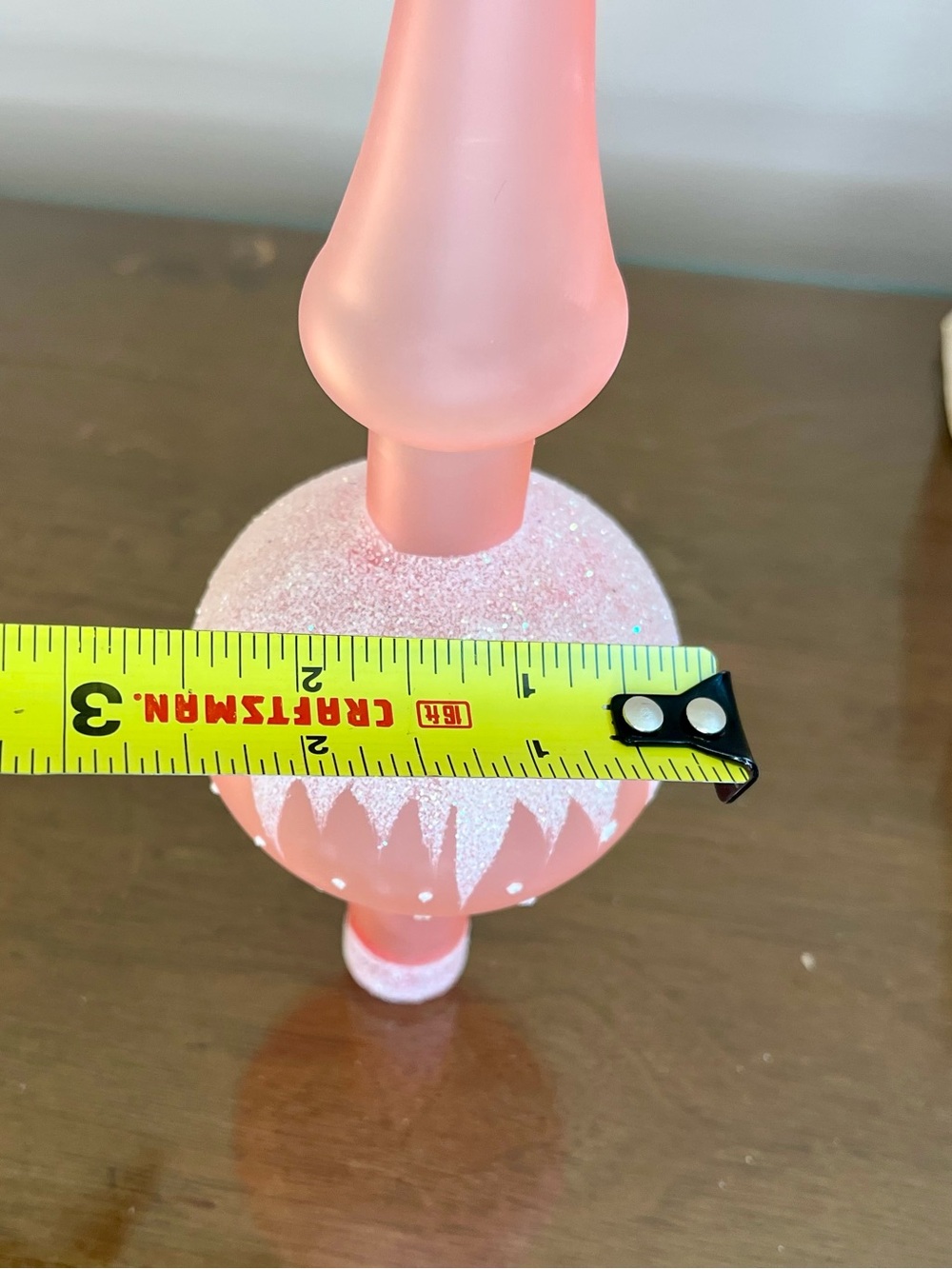 Vintage Christmas Tree Topper Blown Glass Finial Pink-Mica Glitter- WGermany MCM - Picture 14 of 16
